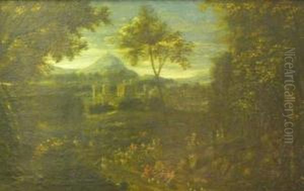 Procession Of Figures With Town In Distance - view 1