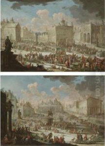 A Capriccio Of A Town With Galleys by Giuseppe Poli