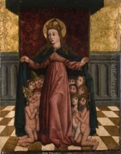 Schutzmantelmadonna Unter Einem
 Baldachin Mit Schutzsuchenden