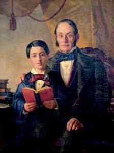 Gentiluomo Con Figlioletto by Enrico Pollastrini