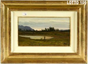 Cacciatore Con Cane In Riva Al Lago by Silvio Poma