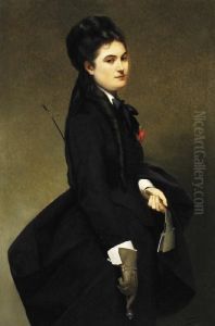 Jeune Femme En Tenue D'amazone by Louis Edmond Pomey