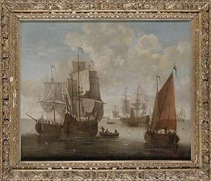 Barcos Holandeses En Mar Abierto by Gerrit Pompe
