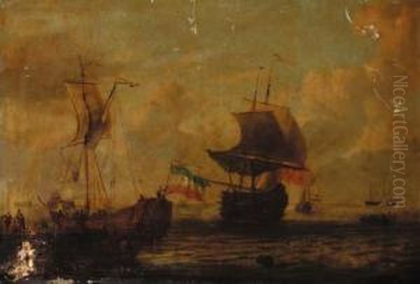 A Dutch Squadron Setting Sail From A Quay - view 1