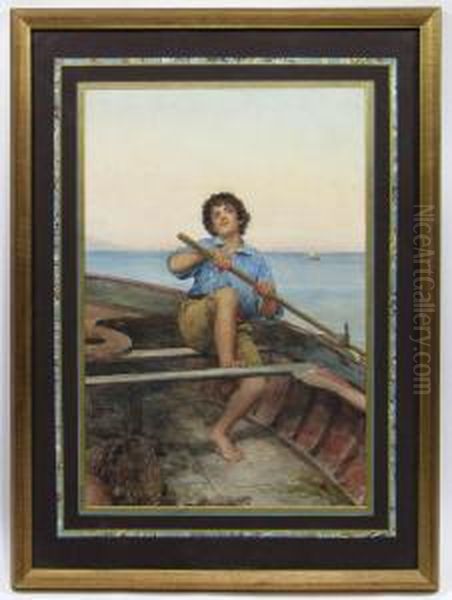 Boy Rowing Boat - view 1