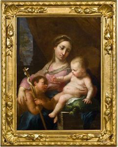 Madonna Mit Kind Und Johannesknaben by Pomponio Allegri