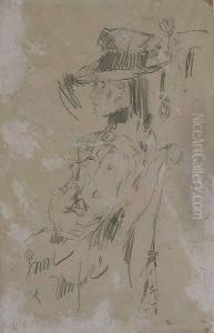 Retrato De Dama Con Sombrero by Fidelio Ponce De Leon