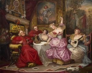 Evening In The Parlor by Henriette Ponsin