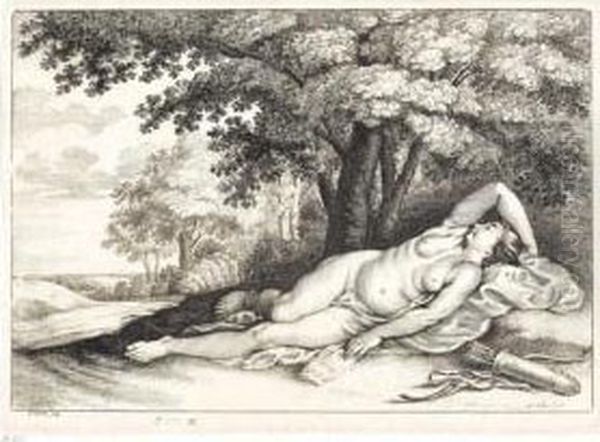 Diana Sleeping At The Foot Of A Tree - view 1