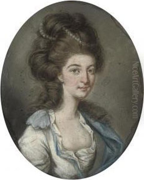 Portrait Of Mrs. George Gun, Half-length, A String Of Pearls In Her Upswept Hair - view 1
