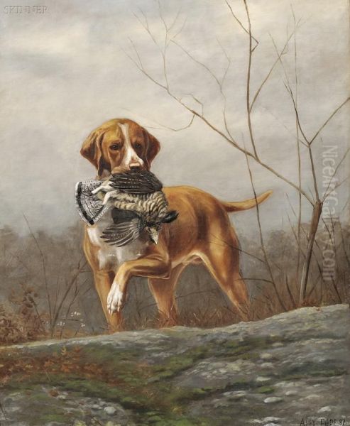 Hunting Dog With A Grouse - view 1