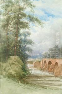 A View Of A Bridgeacross A River by Henry Martin Pope