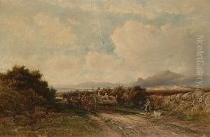 Figures In A Cart On Coastal Track by Henry Martin Pope