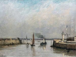 Vue D'un Port by Charles Albert Porcher
