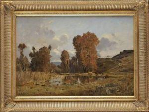 Vaches S'abreuvant A L'etangde Bas