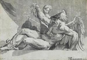 Saturn (bartsch 27) by (Giovanni Antonio de' Sacchis) Pordenone