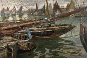 Dans Le Bassin Des Pecheurs A Zeebruges by Oswald Poreau