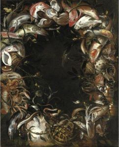 Corona Di Pesci, Crostacei, Molluschi E Una Tartaruga by Paolo Porpora
