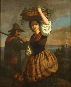 Vrouw En Jager by Jan Frans Portaels