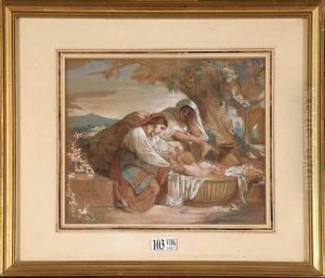 Jeunes Femmes Et Enfant Sous Un Arbre En Italie by Jean-Francois Portaels