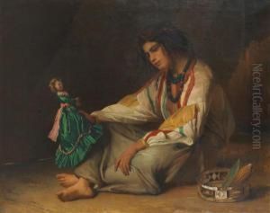 Jeune Musicienne Au Tambourin by Jean-Francois Portaels