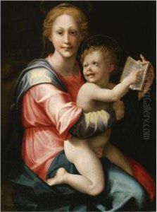 The Virgin And Child Seated With A Book Of Hours by Carlo Portelli da Loro