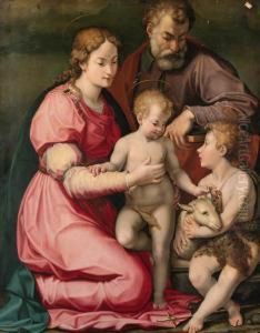 The Holy Family With The Infant Saint John The Baptist by Carlo Portelli da Loro