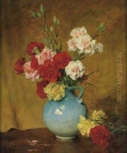 Untitled (peonies In A Blue Vase) by Charles Ethan Porter