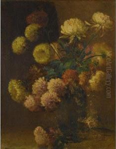 Mums In A Green Vase by Charles Ethan Porter