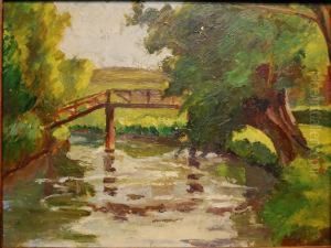 River With Wooden Bridgeabove by Frederick J. Porter