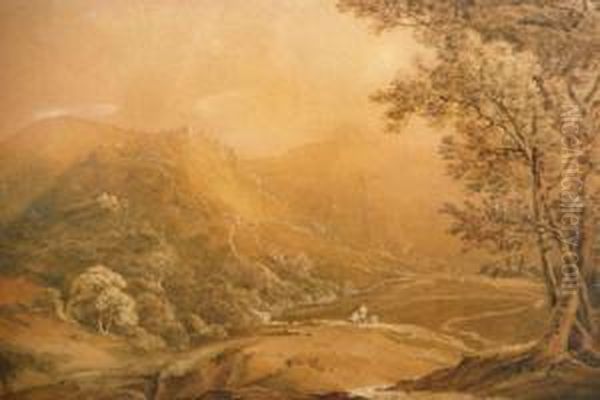 Figures In Landscape With Hill Fortification - view 1
