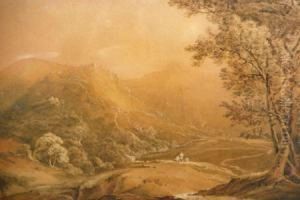 Figures In Landscape With Hill Fortification