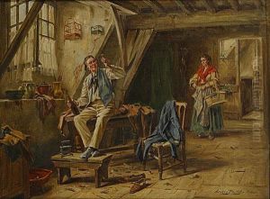 Homme Buvant Et Sa Femme Dans Un Interieur by Gerard Portielje