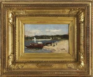 Praia Com Barcos E Figuras by Silva Porto