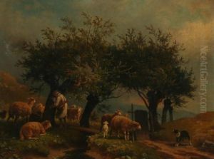 Schafer Bei Der Rast by Carl Porttmann
