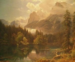Deer Beside An Alpine Lake