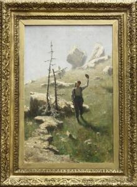 Hiker In An Alpine Landscape - view 1