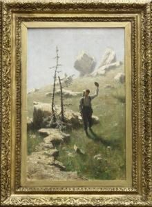 Hiker In An Alpine Landscape by Felix Possart