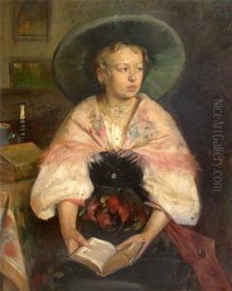 Stubeninterieur Mit Madchen In Tracht - view 1