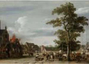 Sold By The J. Paul Getty Museum To Benefit Future Painting Acquisitions
 

 
 
 

 
 Soldiers Plundering A Village With Horse-drawn Wagons Near A Draw-well In The Forground And Houses Burning On The by Pieter Post