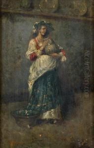 Giovane Popolana Con Brocca E Bacile by Luca Postiglione