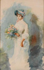 Gentildonna Con Mazzo Di Fiori by Salvatore Postiglione