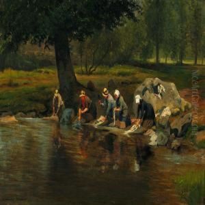 La Riviere De La Farge A Vallieres (creuse) by Adolphe Martial Potemont