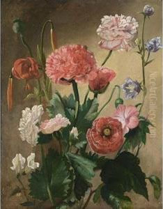 A Still Life With Carnations, Roses, A Peony, Larkspur, A Red Turban Cup Lily, A Poppy And Other Flowers