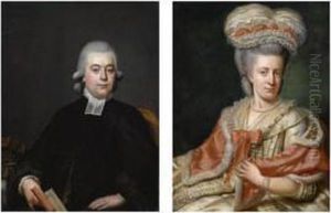 A Portrait Said To Be Of Jacob Henri Vernede (born 1754), Seated Half -length, Wearing A Black Coat With A White Collar, Holding A Book; A Portrait Said To Be Of His Wife, Petronella Jeanne Du Peyrou (born 1759), Seated Half-length, Wearing A White Dres by Hendrik Pothoven