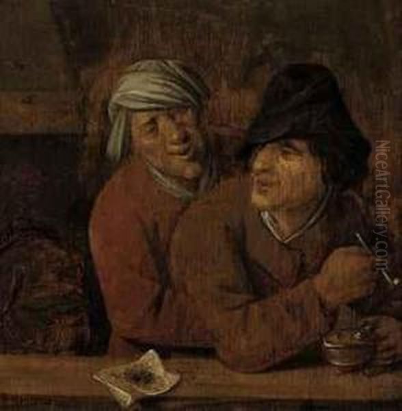 Two Peasants Smoking In A Tavern - view 1