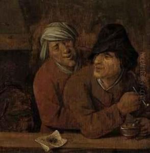 Two Peasants Smoking In A Tavern by Pieter Symonsz Potter