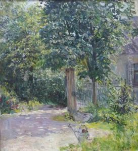 Sonnenbeschienene Gartenlandschaft by Emil Pottner