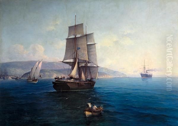 Sailing Ship And Steamer - view 1