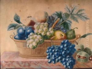 Still Life Fruit Basket And Horse Chestnuts by James Poulton
